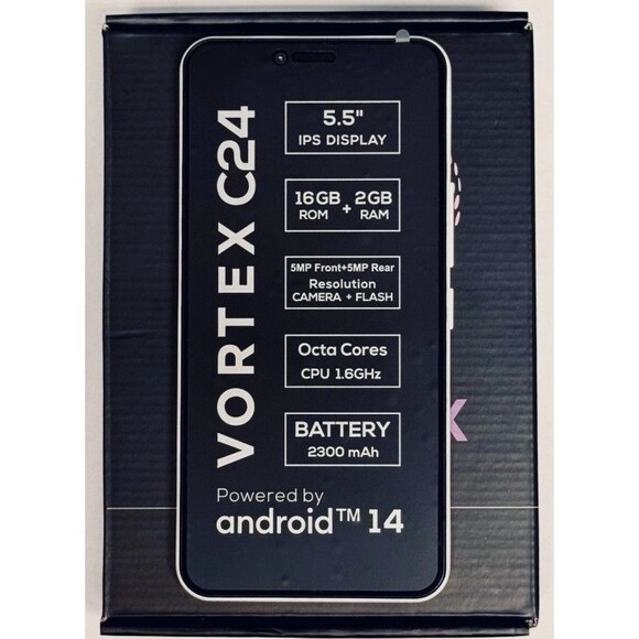 Vortex C24 Cellular 5.5” 16GB Unlocked-White 4G LTE NEW-Android 14 OctaCores - Picture 6 of 6